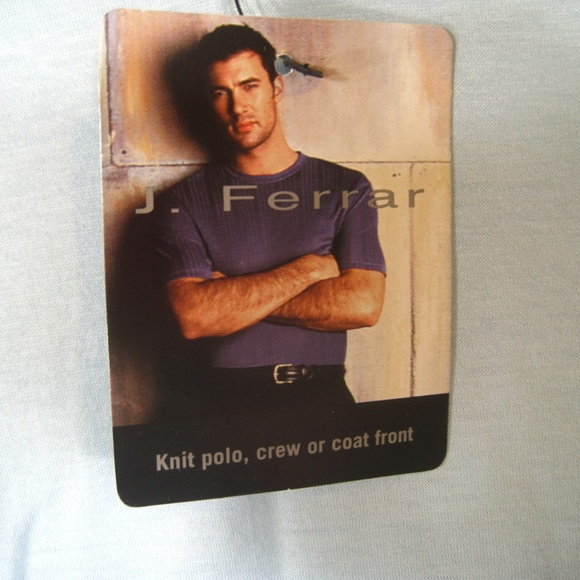 NWT J. Ferrar Mens Knit Polo Crew Front Blue Shirt - Picture 3 of 5